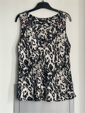 JUDITH & CHARLES Sleeveless Leopard Print Top - Black & Cream